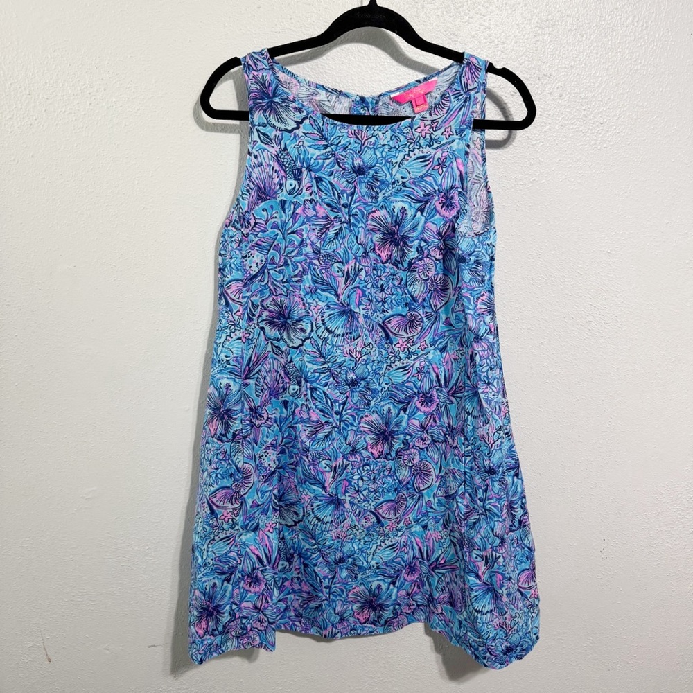 Lilly Pulitzer Blue Edelyn linen swing dress size 6